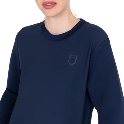 Equestro Women's technical crewneck sweatshirt with micro-mesh inserts