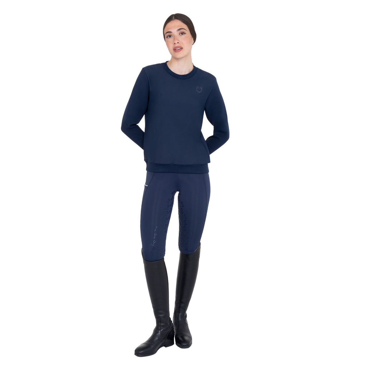 Equestro Women's technical crewneck sweatshirt with micro-mesh inserts