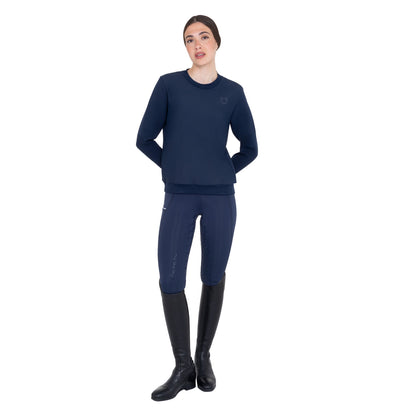 Equestro Women's technical crewneck sweatshirt with micro-mesh inserts
