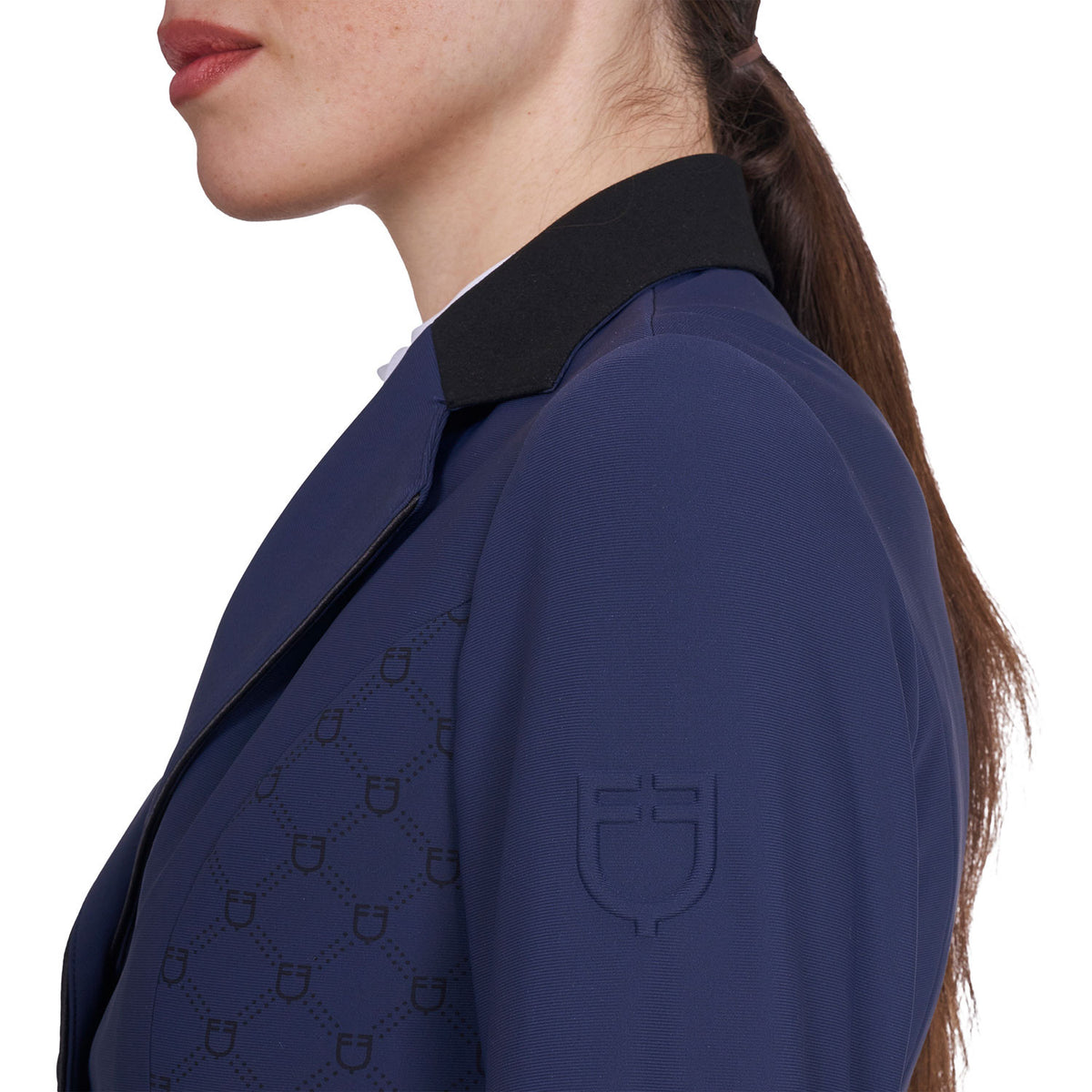 Equestro Women's Monogram competition jacket with three buttons
