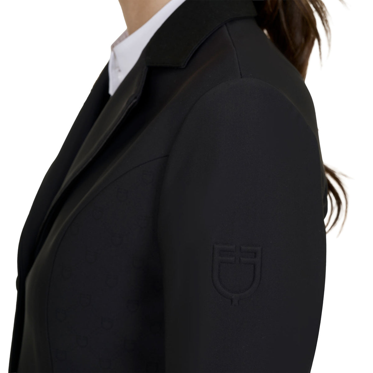 Equestro Women's Monogram competition jacket with three buttons