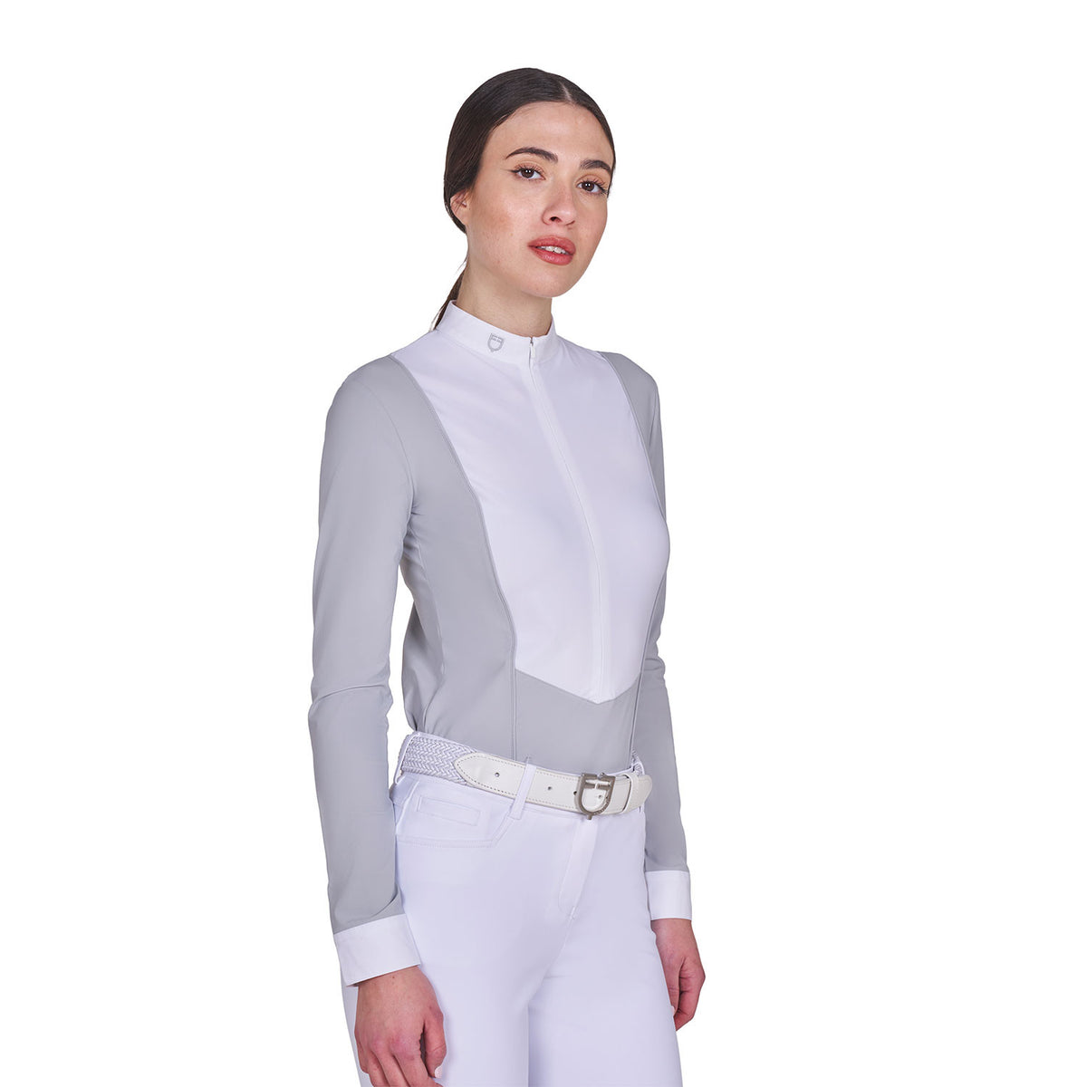 Equestro Women's long-sleeved competition polo shirt with zip