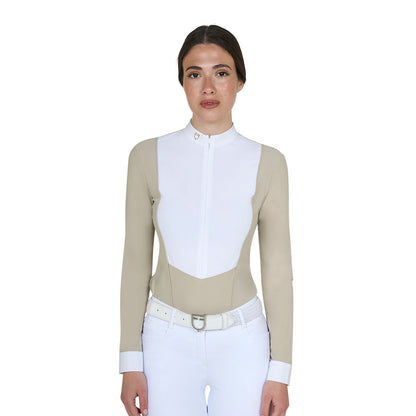 Equestro Women's long-sleeved competition polo shirt with zip
