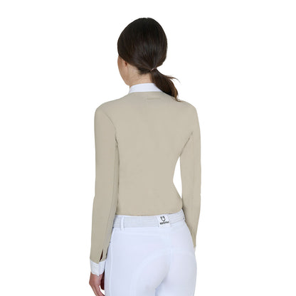 Equestro Women's long-sleeved competition polo shirt with zip