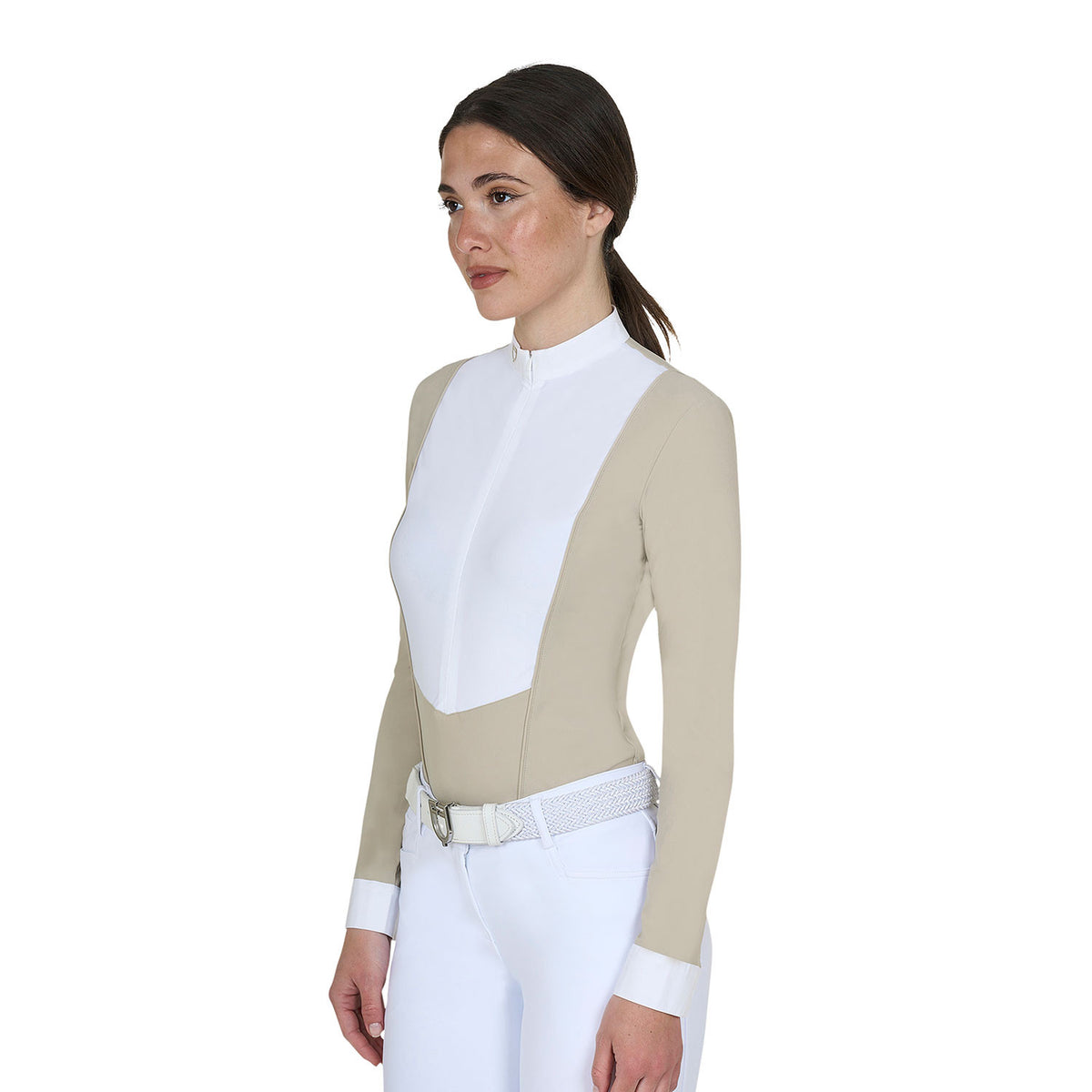 Equestro Women's long-sleeved competition polo shirt with zip