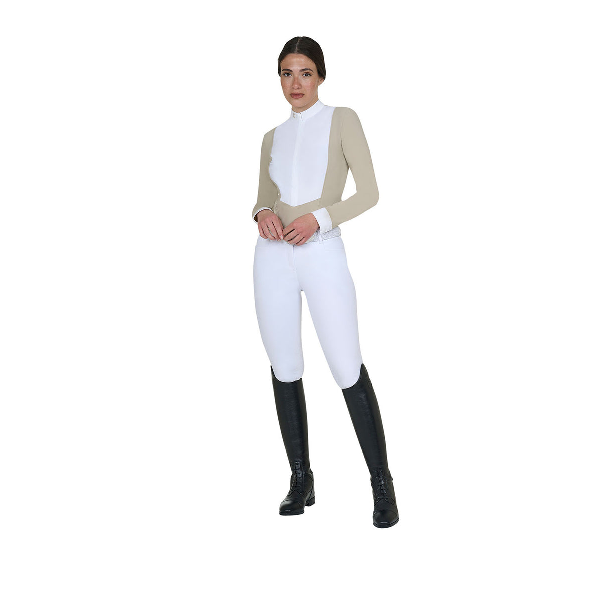 Equestro Women's long-sleeved competition polo shirt with zip