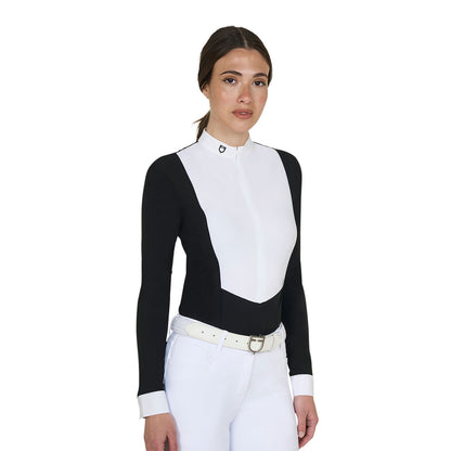 Equestro Women's long-sleeved competition polo shirt with zip