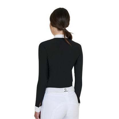 Equestro Women's long-sleeved competition polo shirt with zip