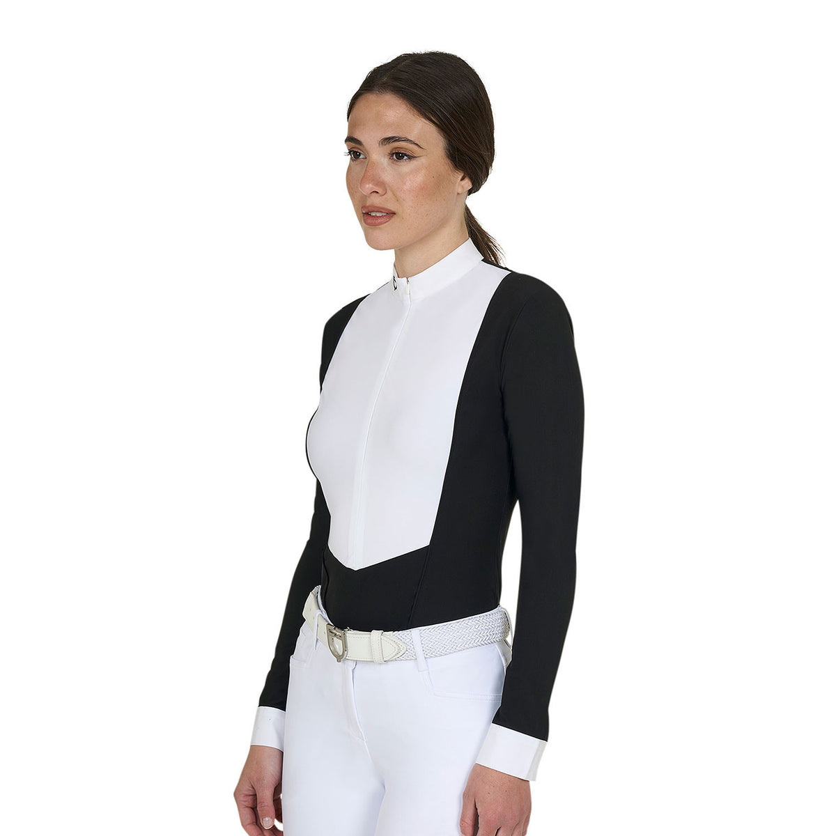 Equestro Women's long-sleeved competition polo shirt with zip