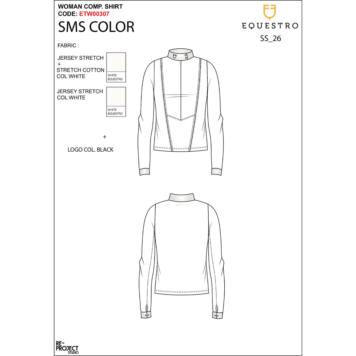 Equestro Women's long-sleeved competition polo shirt with zip
