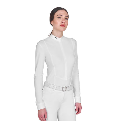 Equestro Women's long-sleeved competition polo shirt with zip