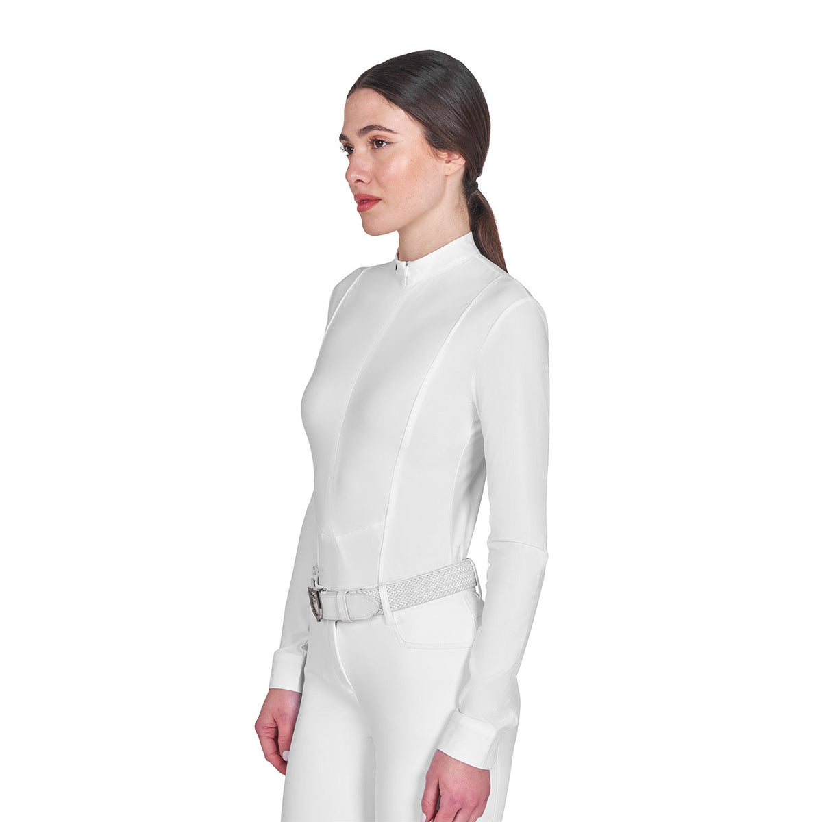 Equestro Women's long-sleeved competition polo shirt with zip