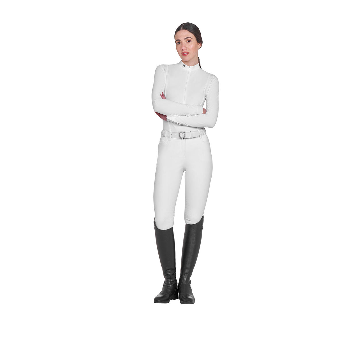 Equestro Women's long-sleeved competition polo shirt with zip