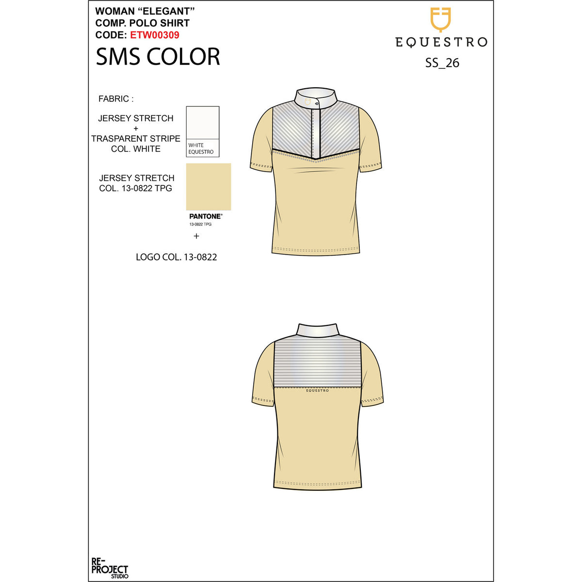 Equestro Women's slim fit competition polo shirt with silk-like fabric inserts