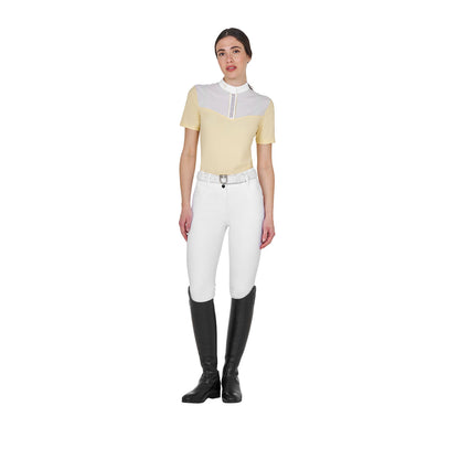 Equestro Women's slim fit competition polo shirt with silk-like fabric inserts