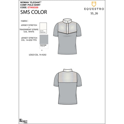 Equestro Women's slim fit competition polo shirt with silk-like fabric inserts