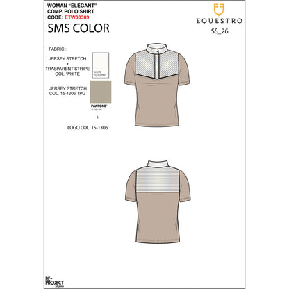 Equestro Women's slim fit competition polo shirt with silk-like fabric inserts