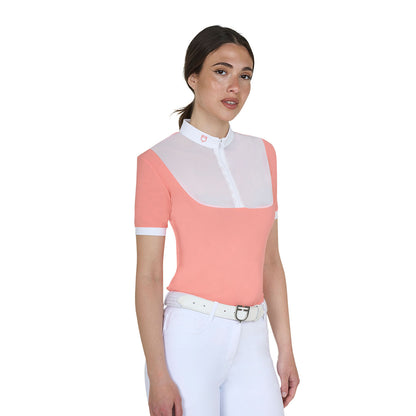 Equestro Elegant women's short-sleeve jacquard competition polo