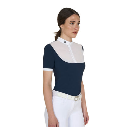 Equestro Elegant women's short-sleeve jacquard competition polo