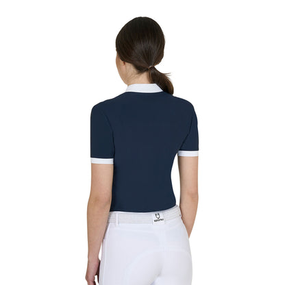 Equestro Elegant women's short-sleeve jacquard competition polo