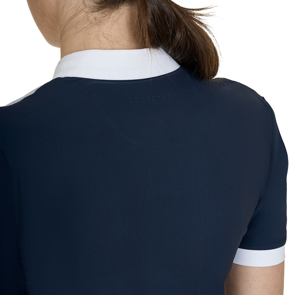 Equestro Elegant women's short-sleeve jacquard competition polo