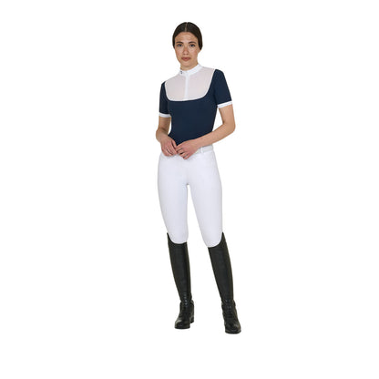 Equestro Elegant women's short-sleeve jacquard competition polo