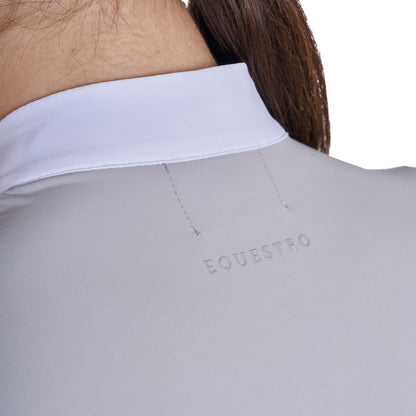 Equestro Women's long-sleeved competition polo shirt with micro-mesh inserts