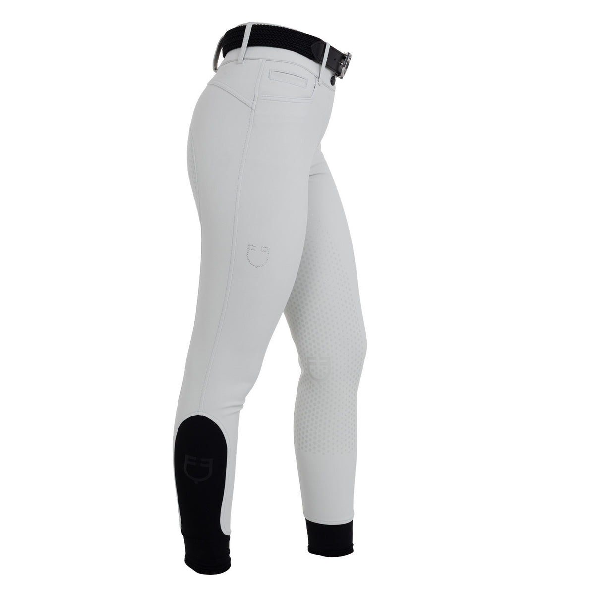 Equestro Women's high-waisted full-grip breeches with rhinestone logo