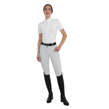Equestro Women's high-waisted full-grip breeches with rhinestone logo