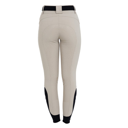 Equestro Women's high-waisted full-grip breeches with rhinestone logo