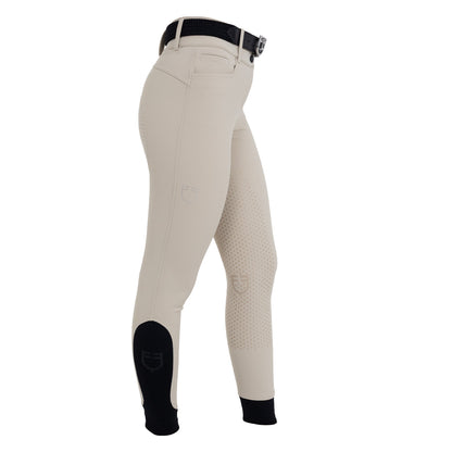 Equestro Women's high-waisted full-grip breeches with rhinestone logo