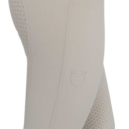 Equestro Women's high-waisted full-grip breeches with rhinestone logo
