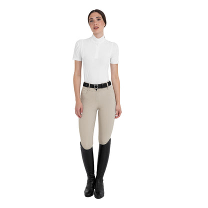Equestro Women's high-waisted full-grip breeches with rhinestone logo