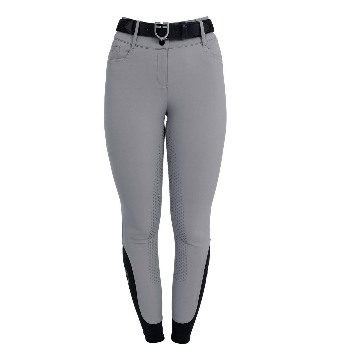 Equestro Women's high-waisted full-grip breeches with rhinestone logo
