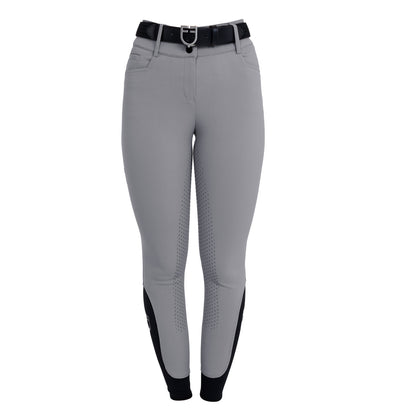 Equestro Women's high-waisted full-grip breeches with rhinestone logo