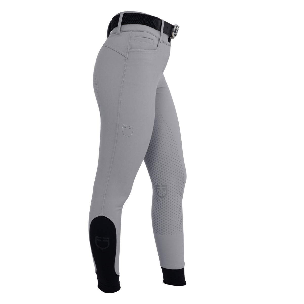Equestro Women's high-waisted full-grip breeches with rhinestone logo