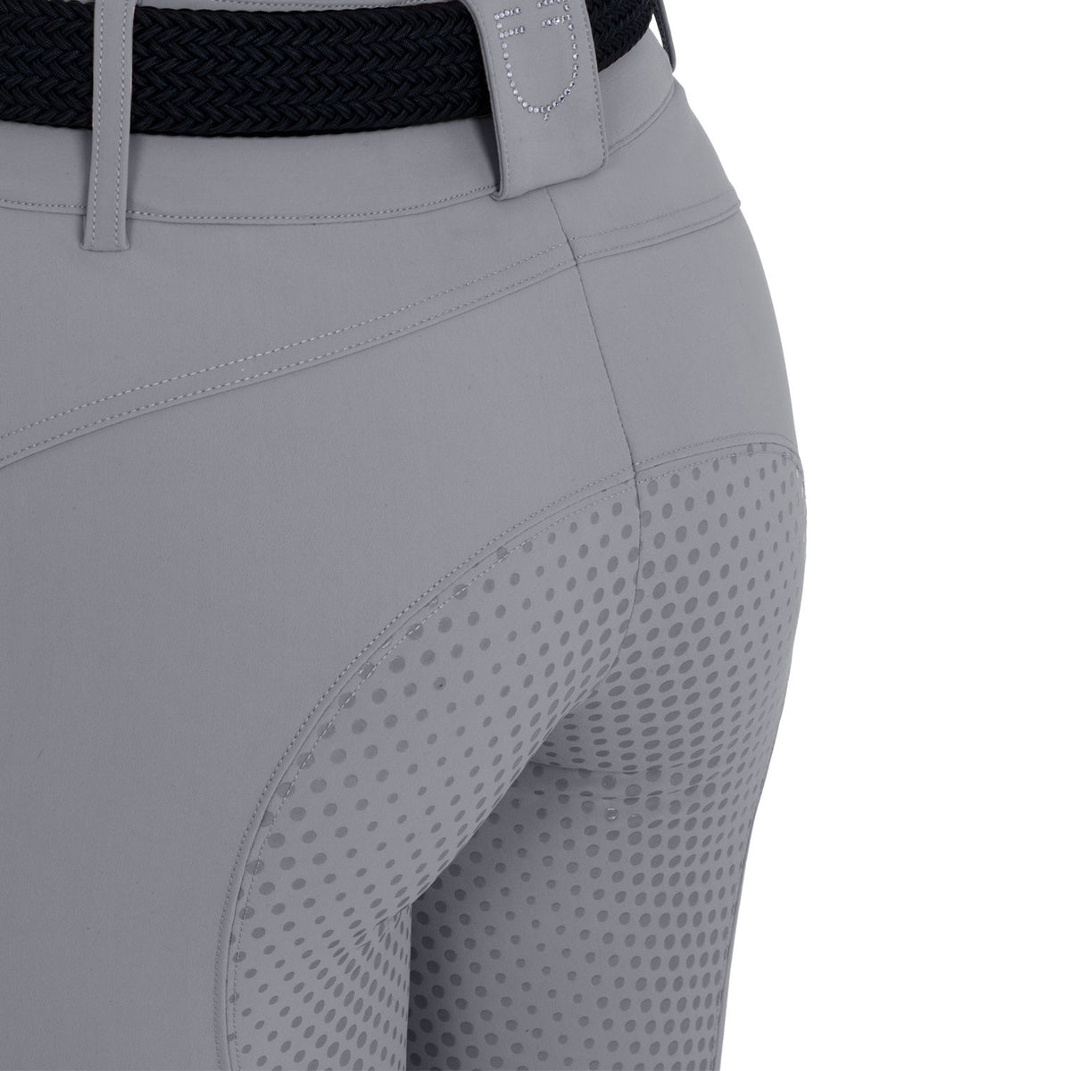 Equestro Women's high-waisted full-grip breeches with rhinestone logo
