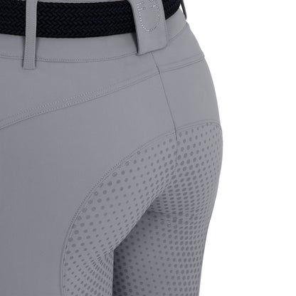 Equestro Women's high-waisted full-grip breeches with rhinestone logo