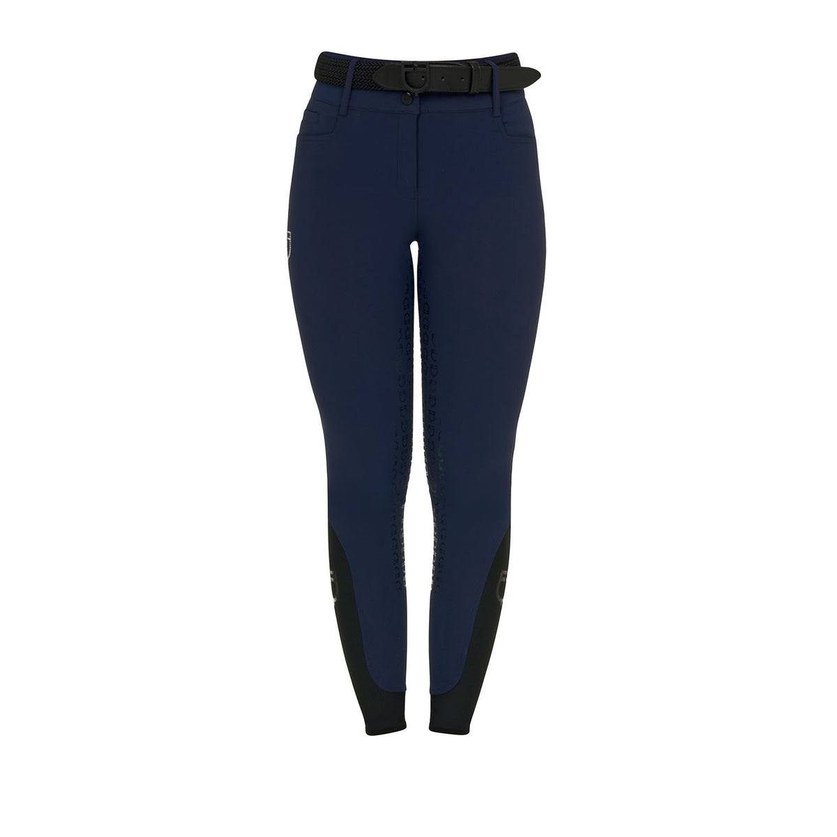 Equestro Women's high-waisted full-grip breeches with rhinestone logo