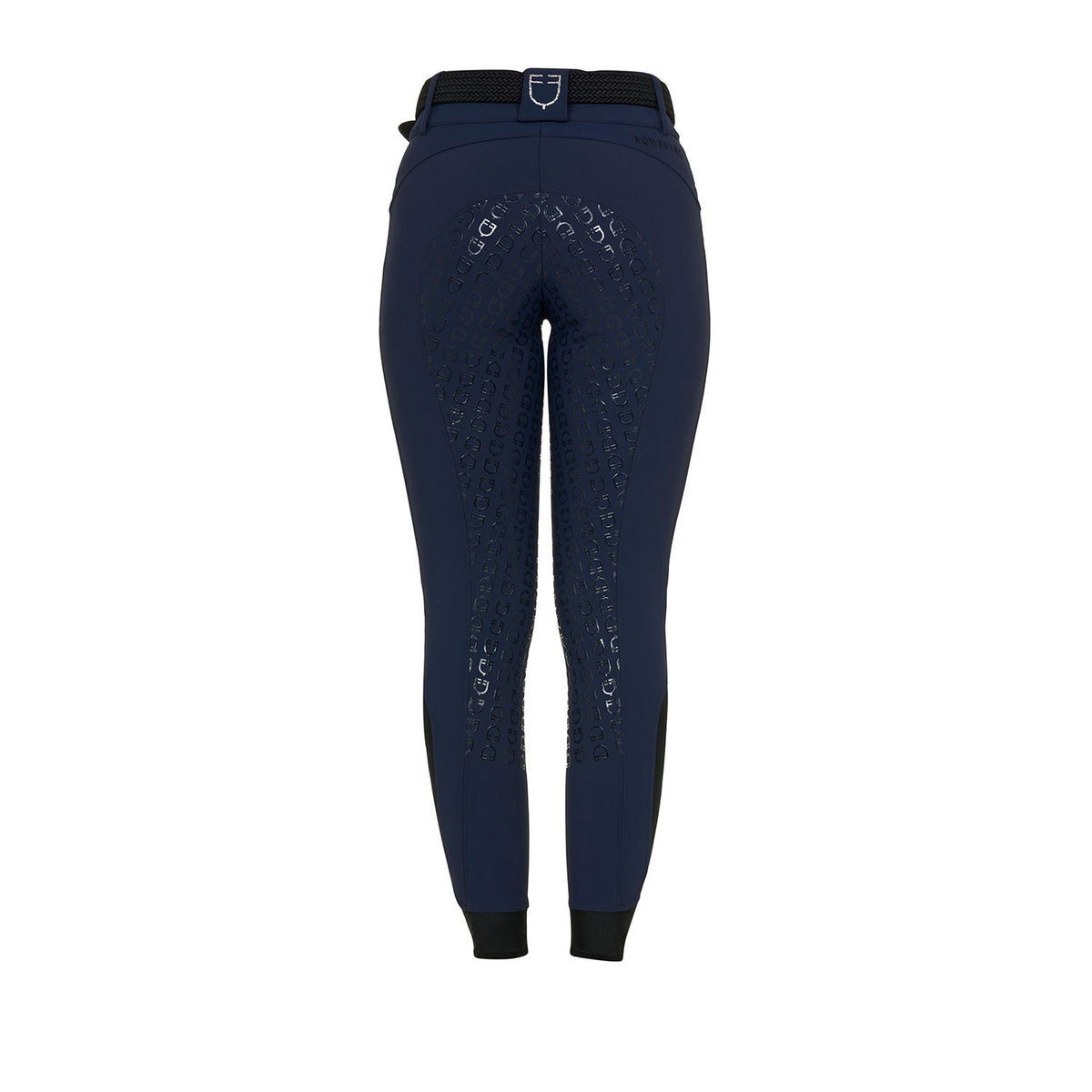 Equestro Women's high-waisted full-grip breeches with rhinestone logo