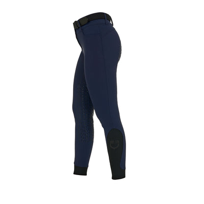 Equestro Women's high-waisted full-grip breeches with rhinestone logo