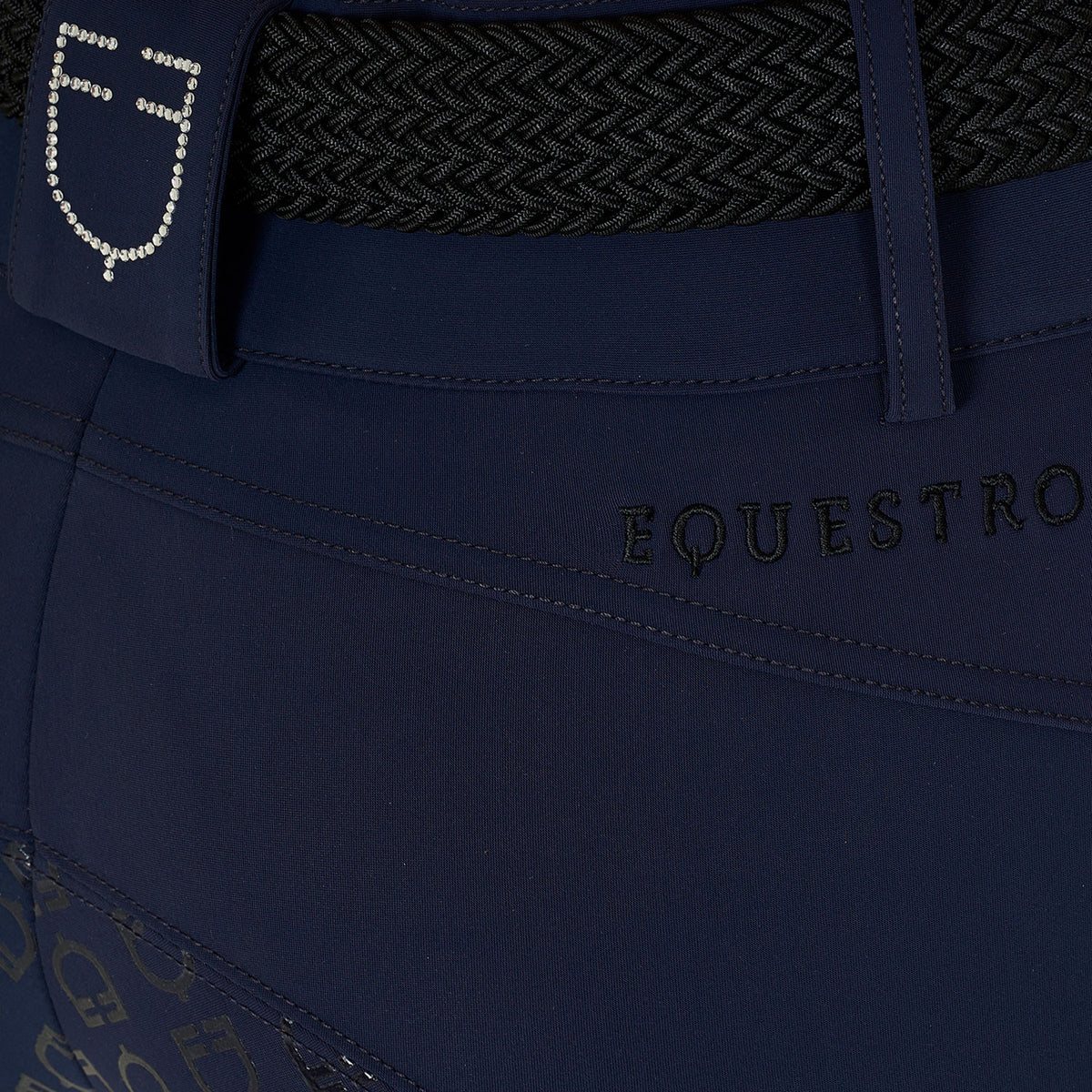 Equestro Women's high-waisted full-grip breeches with rhinestone logo