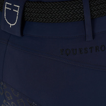 Equestro Women's high-waisted full-grip breeches with rhinestone logo
