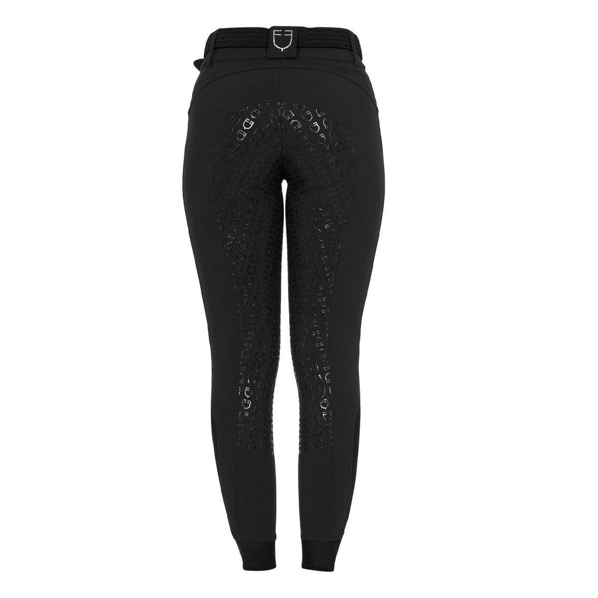 Equestro Women's high-waisted full-grip breeches with rhinestone logo