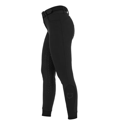 Equestro Women's high-waisted full-grip breeches with rhinestone logo