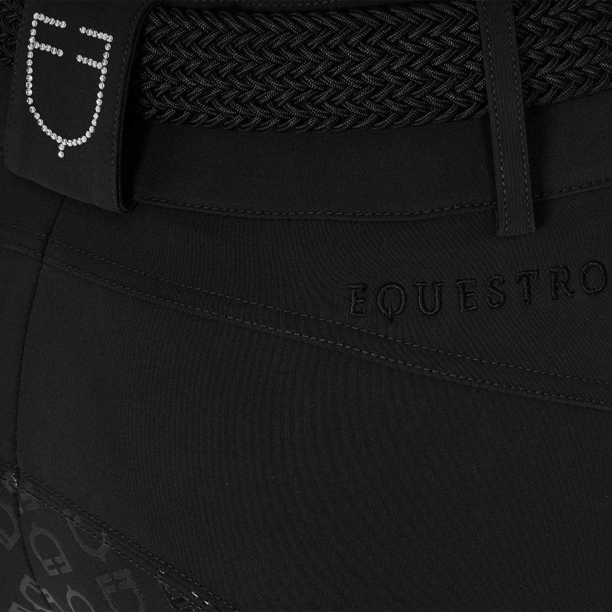 Equestro Women's high-waisted full-grip breeches with rhinestone logo