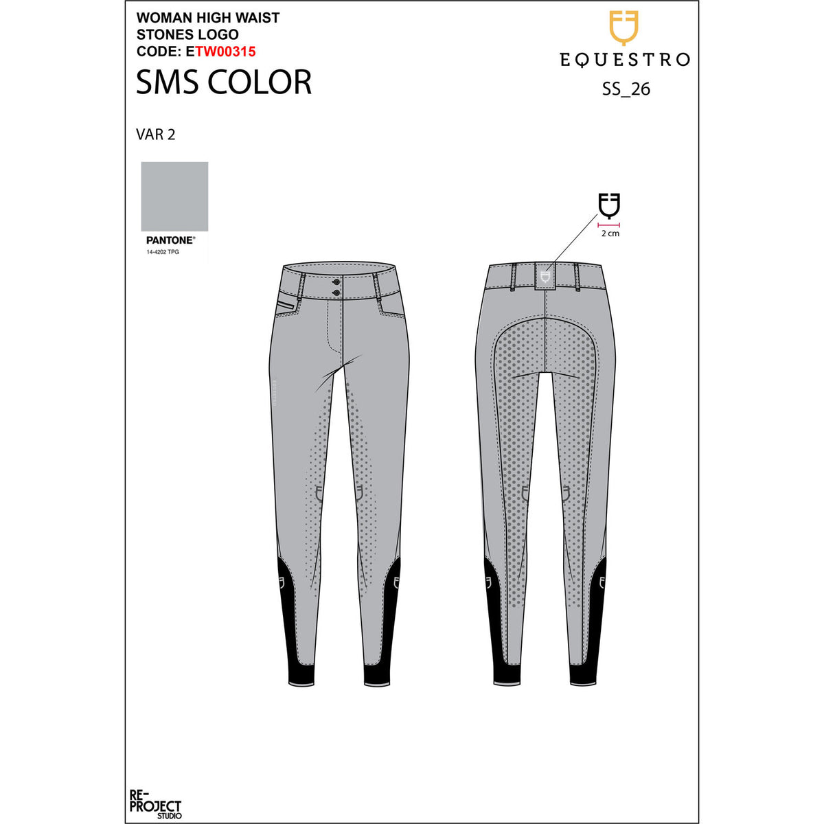 Equestro Women's high-waisted full-grip breeches with rhinestone logo