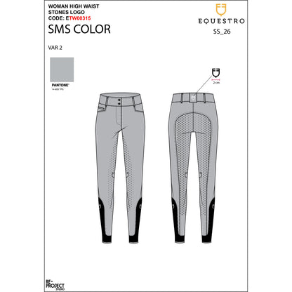 Equestro Women's high-waisted full-grip breeches with rhinestone logo