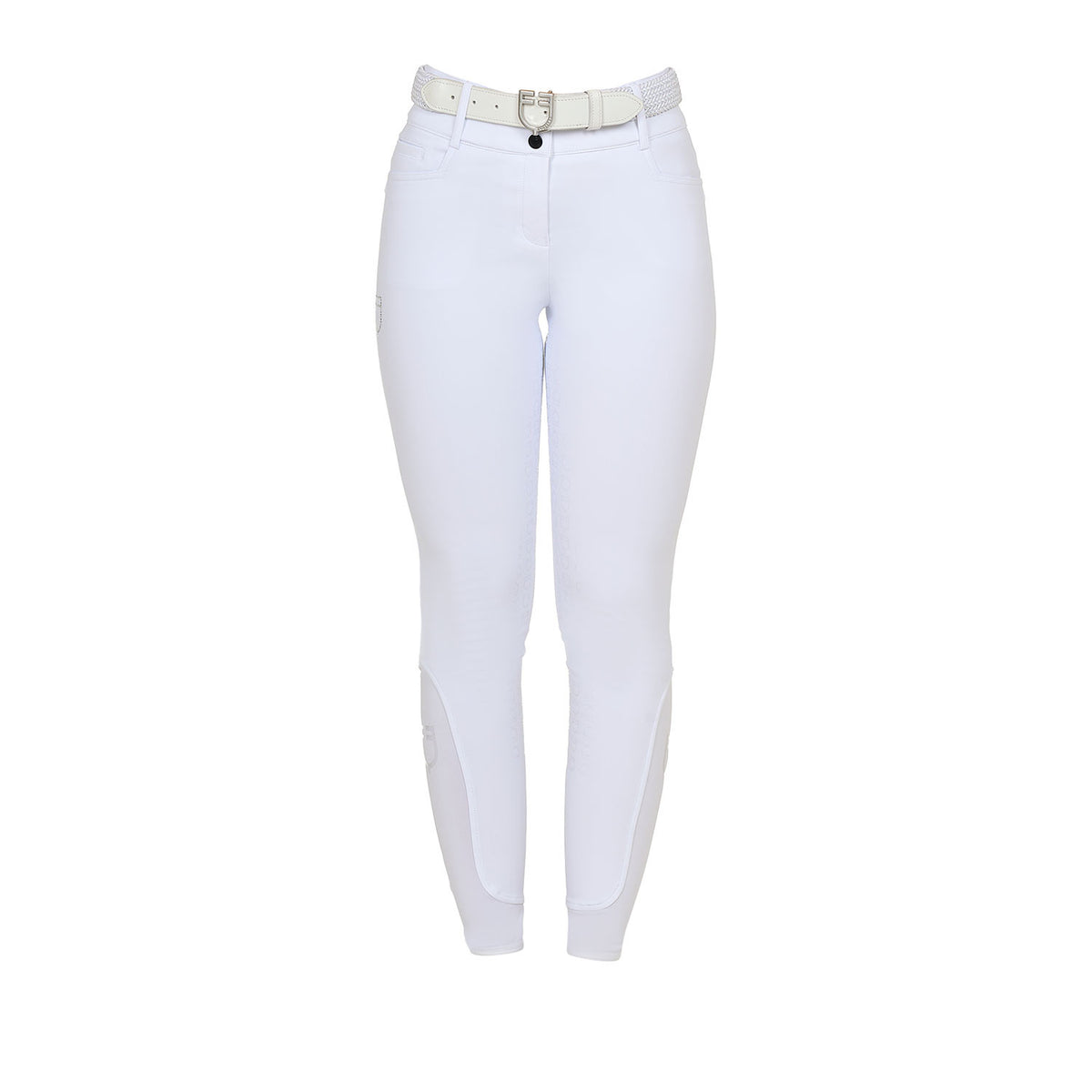 Equestro Women's high-waisted full-grip breeches with rhinestone logo