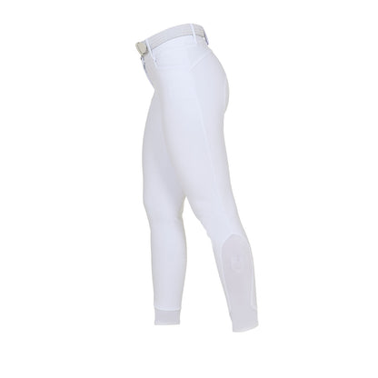 Equestro Women's high-waisted full-grip breeches with rhinestone logo
